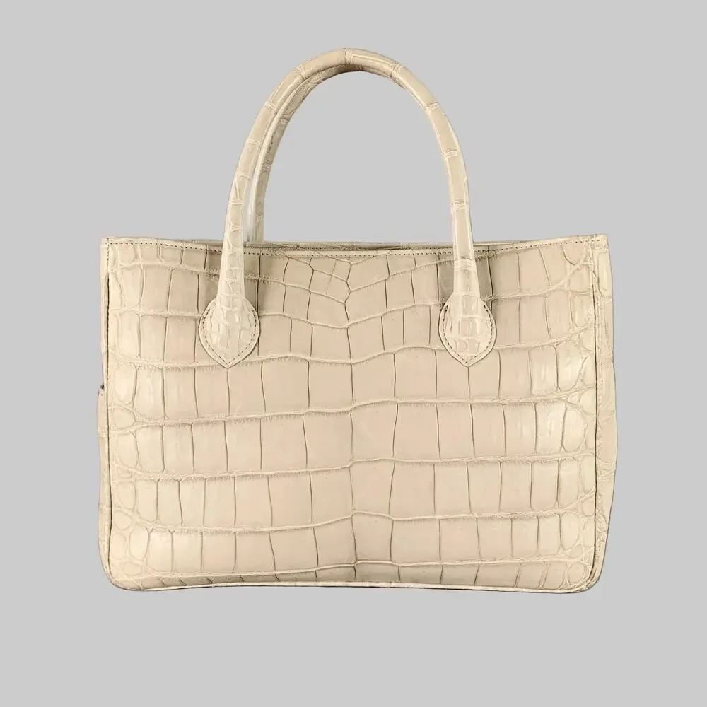 GIOSA Grey Crocodile Leather Tote Handbag